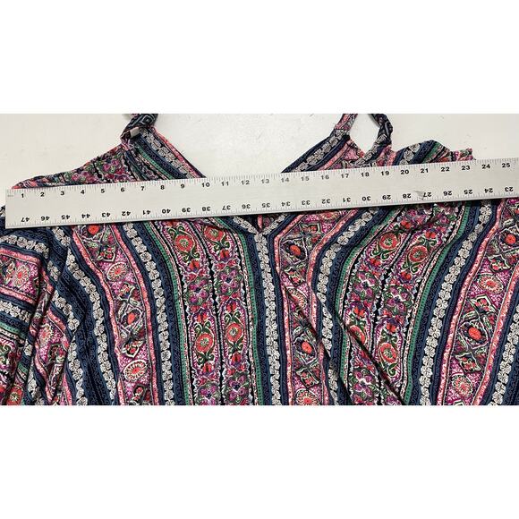 Angie Boho Tank Top Women Small S Blue Pink Oversized Flowy Sleeveless FLAW - Picture 6 of 9